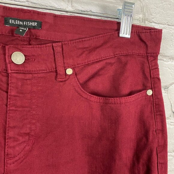Eileen Fisher Organic Cotton Denim Straight Ankle Jeans Slim Fit Red - Picture 5 of 12